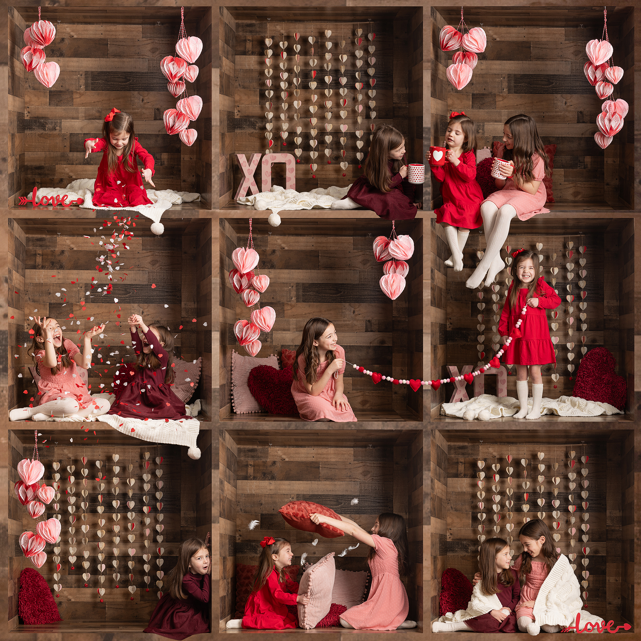 Valentine In-the-Box mini session photographed by a Delaware family photographer featuring three girls