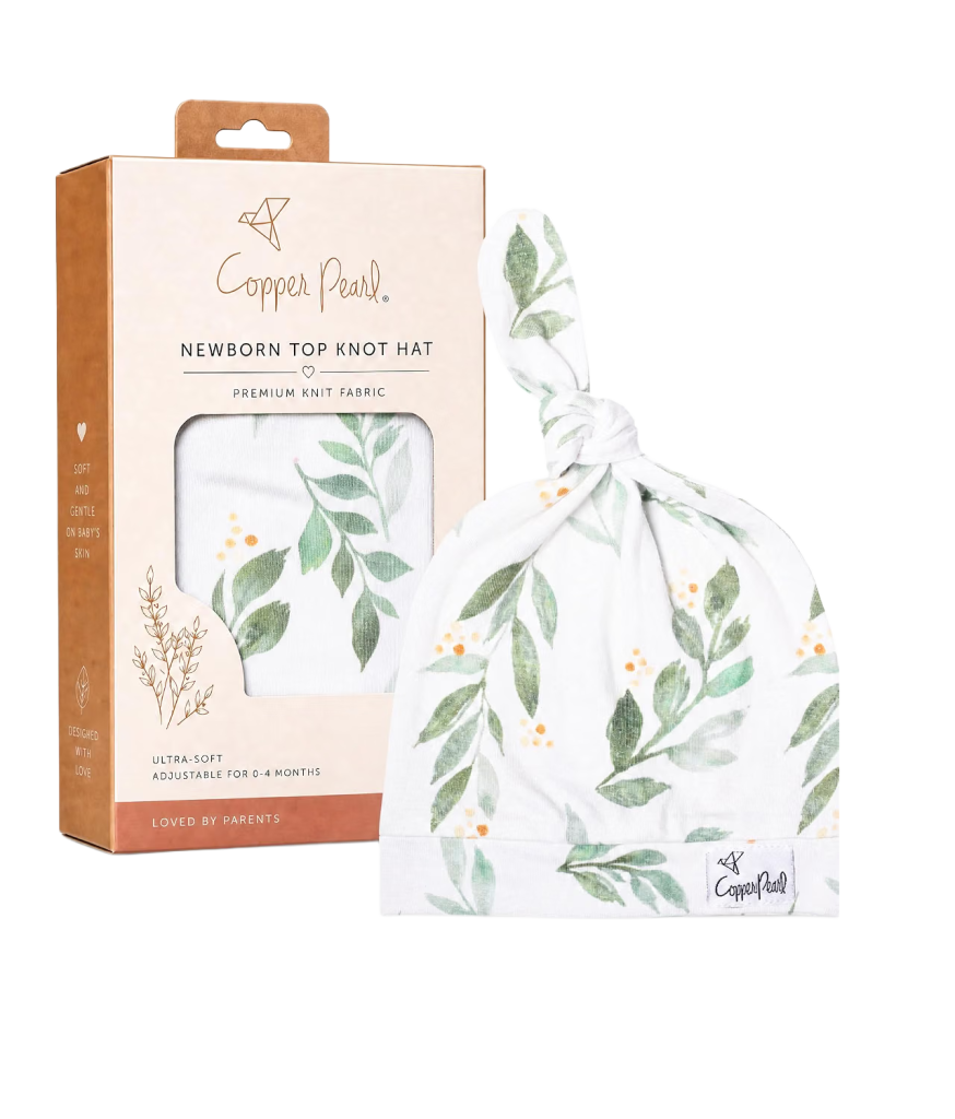 Top knot hat in a fern print