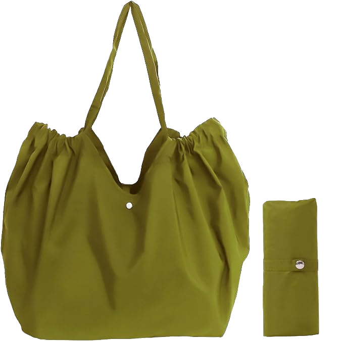 Green foldable expandable tote bag for hospital gifts and supplies