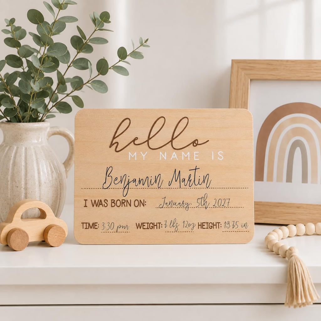 "hello my name is..." newborn statistics sign