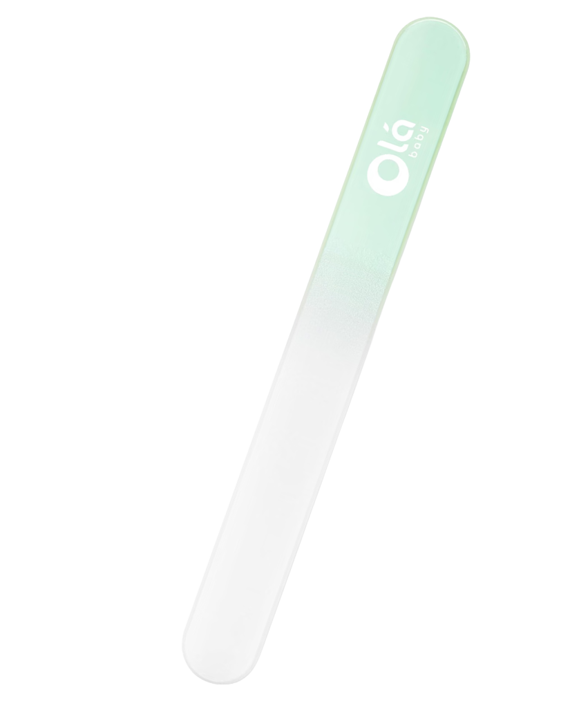 Rounded glass nail file for newborn fingernails